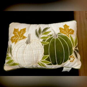 Mainstays green and cream pumpkin multi color pillow 12inX18in